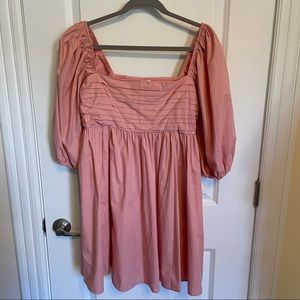 Abercrombie Women's Ruched Bodice Puff Sleeve Mini Dress Light Pink